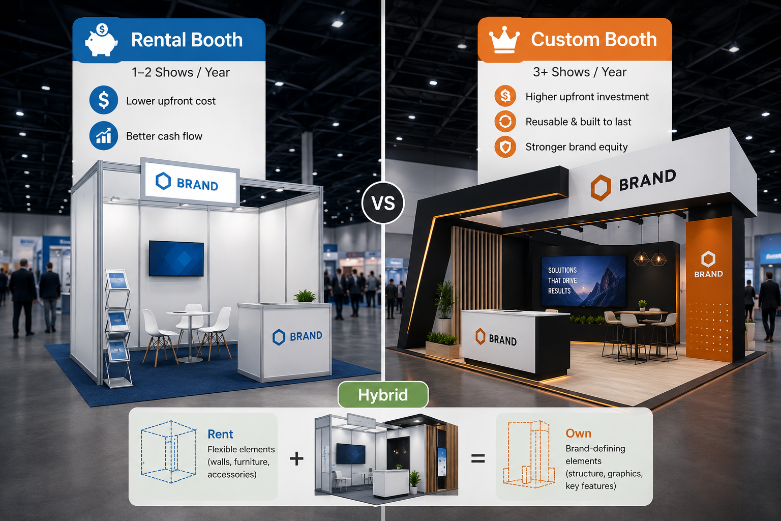 budget planning for trade show booth rental vs custom booth